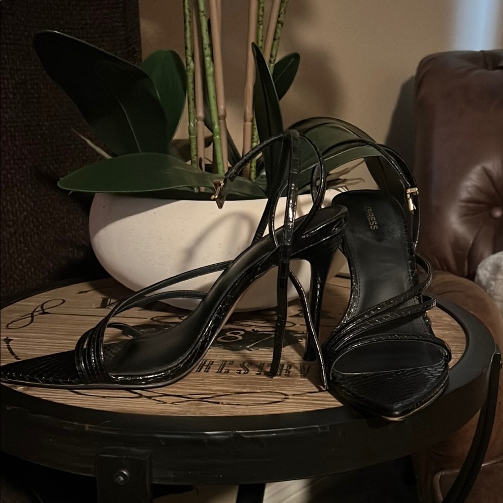 Express Black Strappy Heels